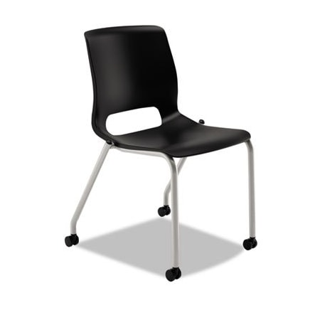 Hon HON, MOTIVATE FOUR-LEG STACKING CHAIR, ONYX SEAT/BLACK BACK, PLATINUM BASE, 2PK MG101ON